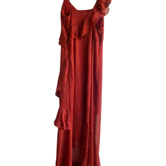 Lush orange Red High-Low Wrap Gown for Weddings - Picture 5 of 8
